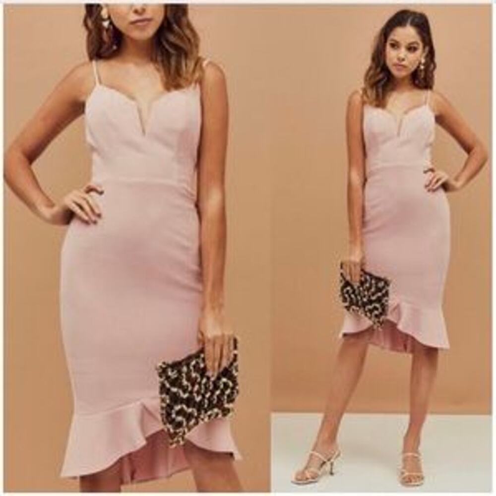 NWT Bardot Women Soft Girl Dress Parisian Pink Party Ruffle Cocktails Medium